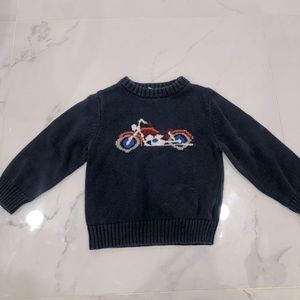 Motorcycle pullover woven sweater